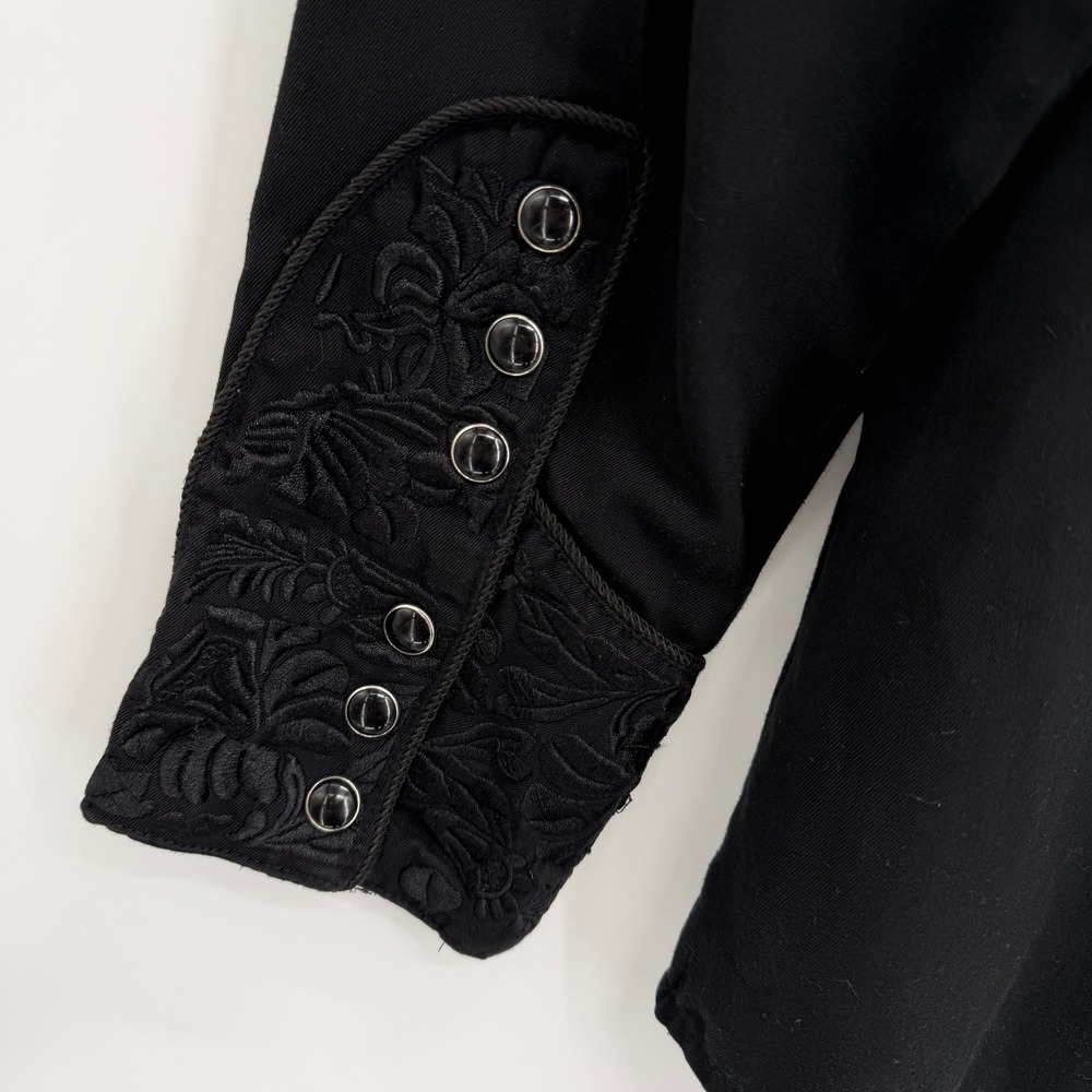 Scully Gunfighter Floral Embroidered Shirt Size M Black Western Snap Button - Picture 6 of 14